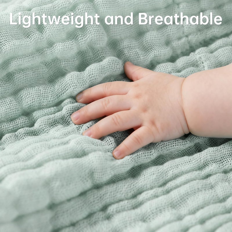Bear Rocket Organic Muslin Baby Washcloths 6 Pack Baby Bath Face Towel 12x12 Inch Extra Absorbent and Soft Burp Cloth and Wash Cloths for Newborn-Infants On Sensitive Skin (White Blue Green) - Image 2